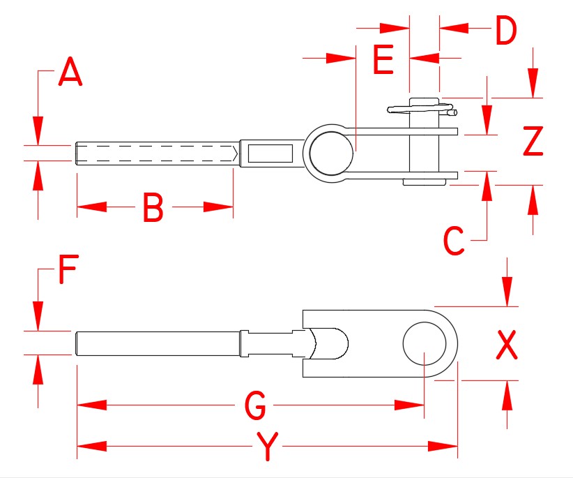 Stainless Steel Hand Swage Toggle, S0737-H003, S0737-H005, Line Drawing Stainless Steel Hand Swage Toggle, S0737-H003, S0737-H005, Line Drawing